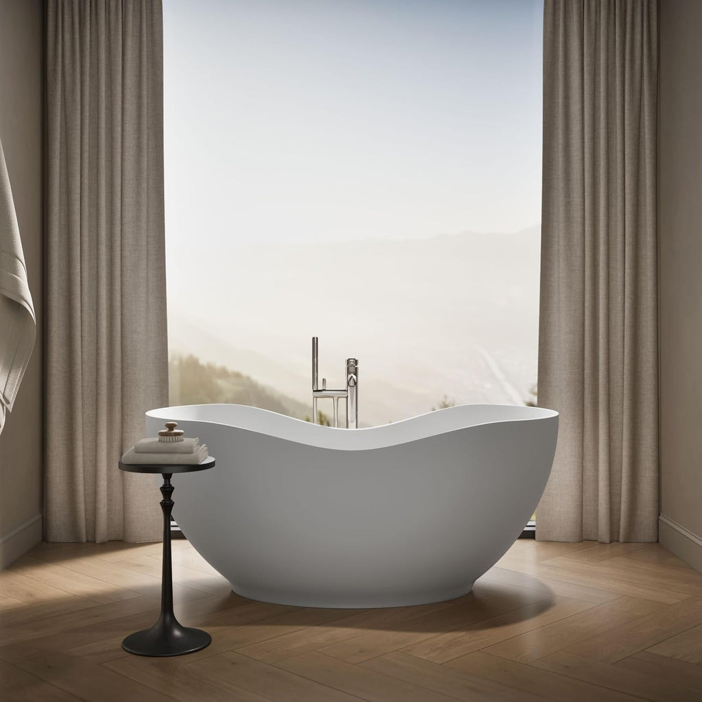 Kohler 1800-HW1 AbrazoÂ® 66" x 31-1/2" freestanding bath, Honed White