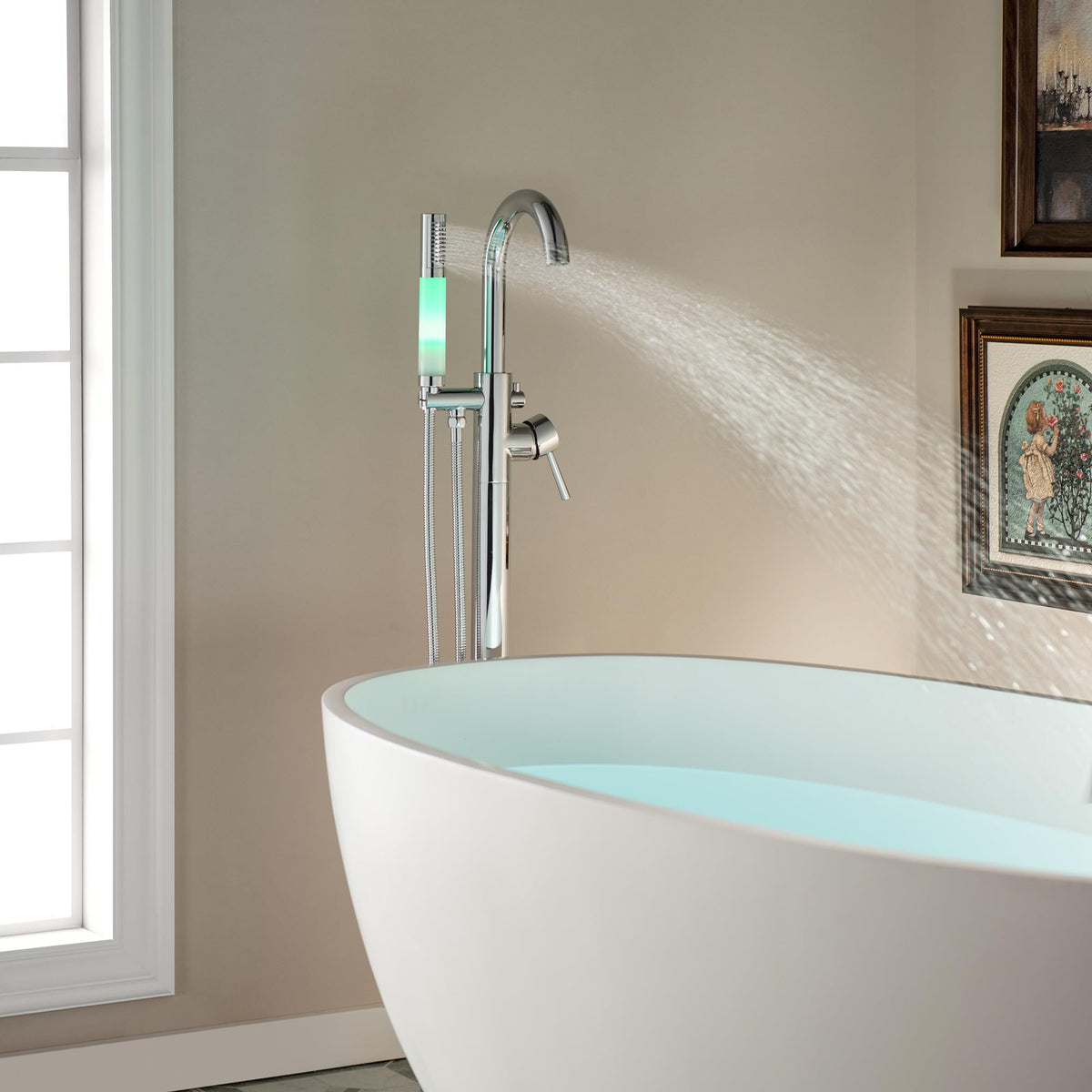 WOODBRIDGE 59" L x 29-1/2" W Freestanding Contemporary Soaking Bathtub with Chrome Drain & Overflow, White, B2514 C