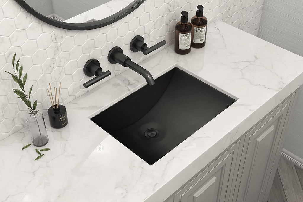 Ruvati 16x11-in Gunmetal Black 16-Gauge Bathroom Sink - RVH6107BL