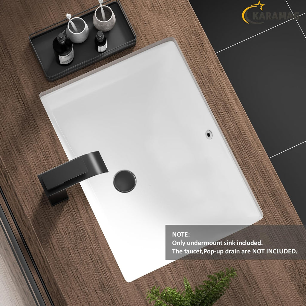 27 Inch Undermount Bathroom Sink with Overflow Rectangle Sinks