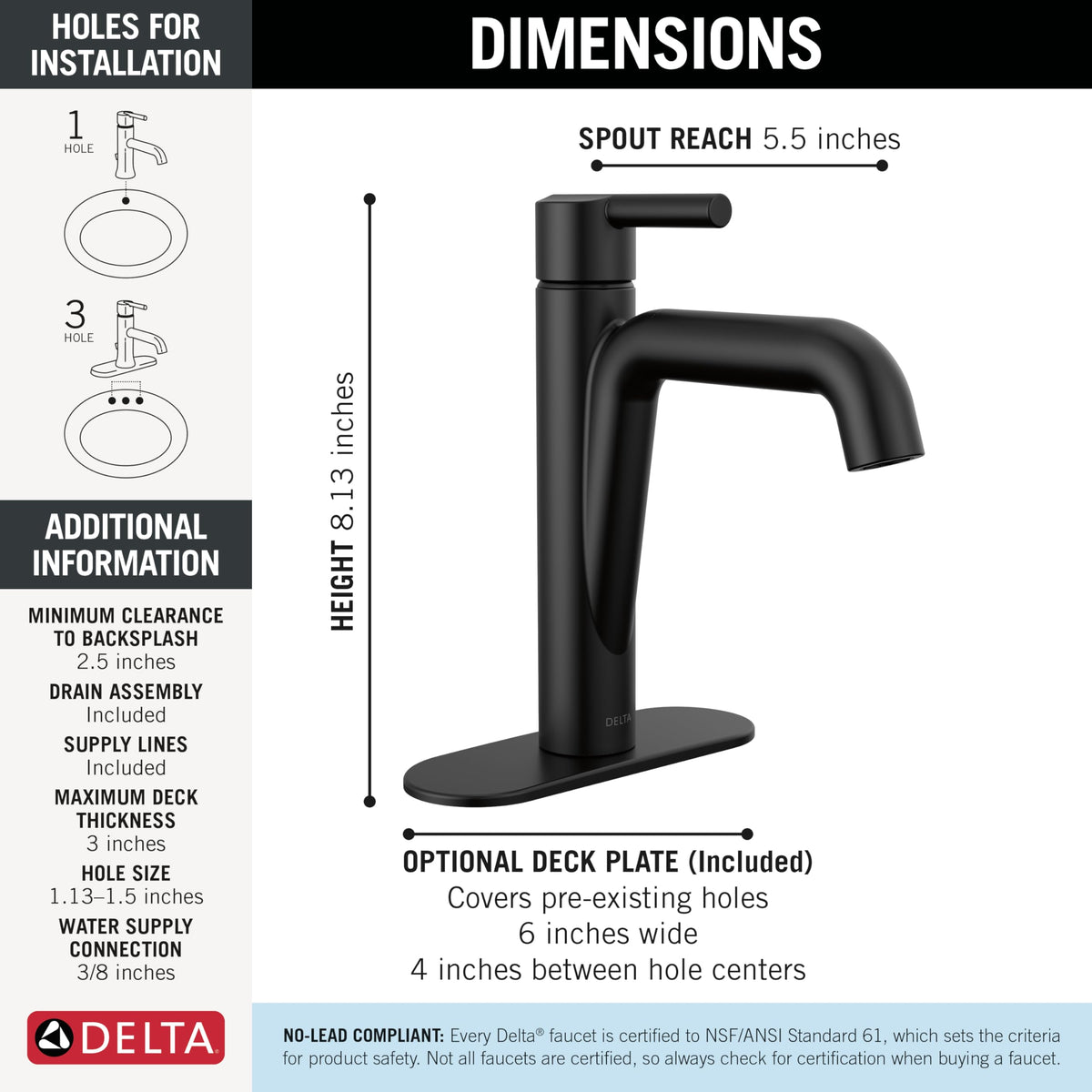 Delta Nicoli Brushed Gold Bathroom Faucet 1 Hole, Single Hole Bathroom Sink Faucet for Vanity, Push-Pop Drain Assembly, Champagne Bronze 15849LF-CZ