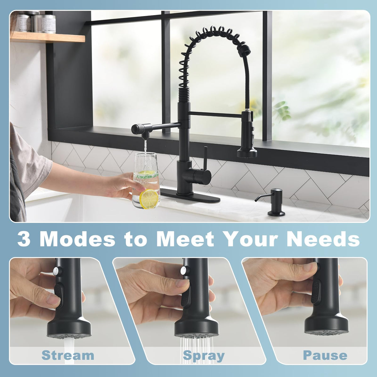 GIMILI Filter Kitchen Faucet Drinking Water Faucet 3 in 1 Brushed Nickel