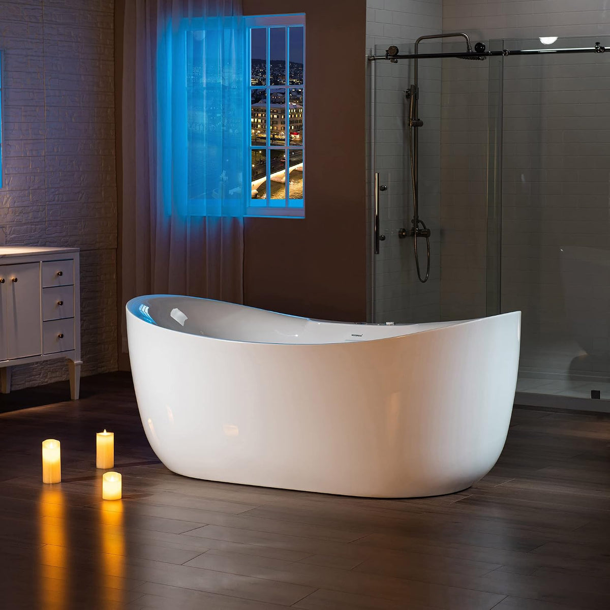WOODBRIDGE 72"Ã35-3/8" Double Slipper Whirlpool&Air, Heated Soaking Bathtub