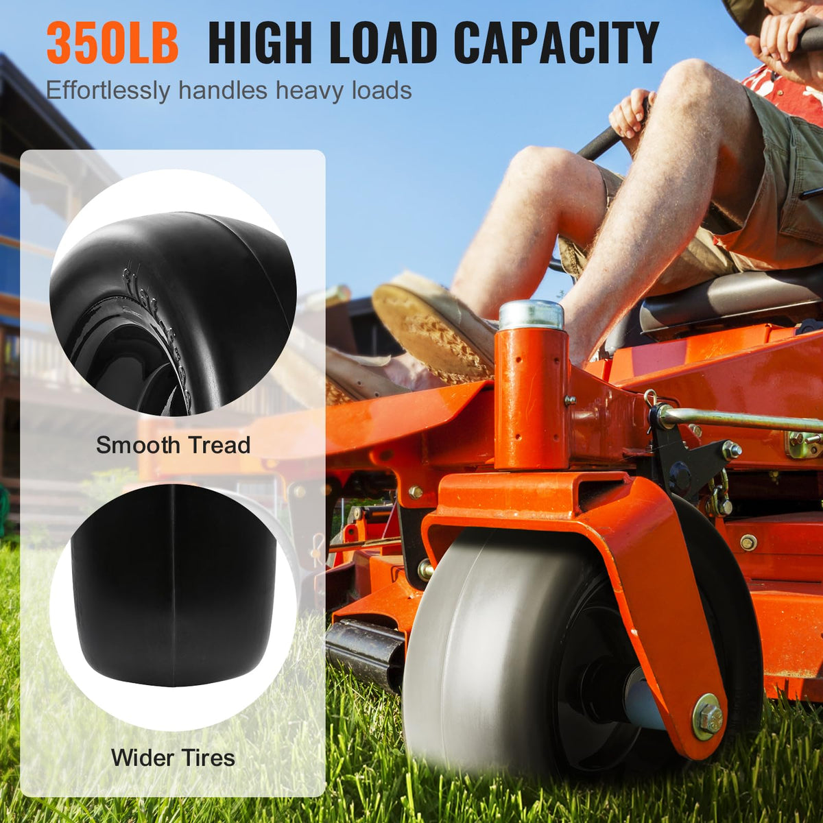 VEVOR Lawn Mower Tires with Rim, 20x8-8" Tubeless Tractor Tires, 2-Pack Tire and Wheel Assembly, S-Turf Pneumatic Tires with 3.5" Offset Hub and 3/4" Bushing Size, for Riding Mowers Lawn Tractors