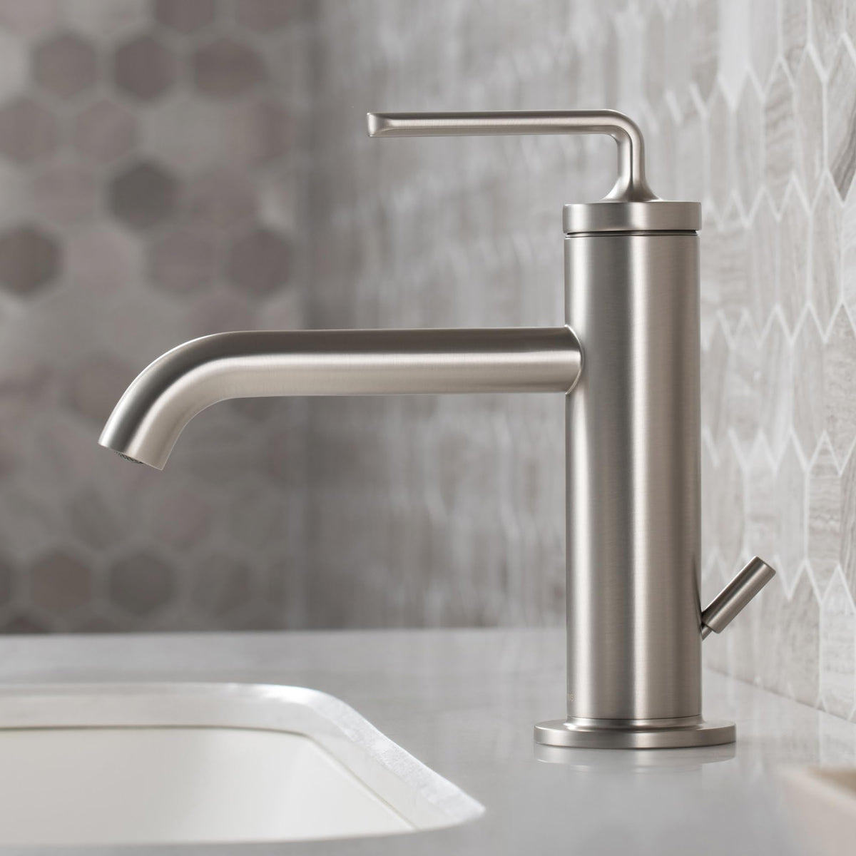 KRAUS Ramus Single Handle Vessel Sink Bathroom Faucet with Pop-Up Drain in Brushed Gold, KVF-1220BG
