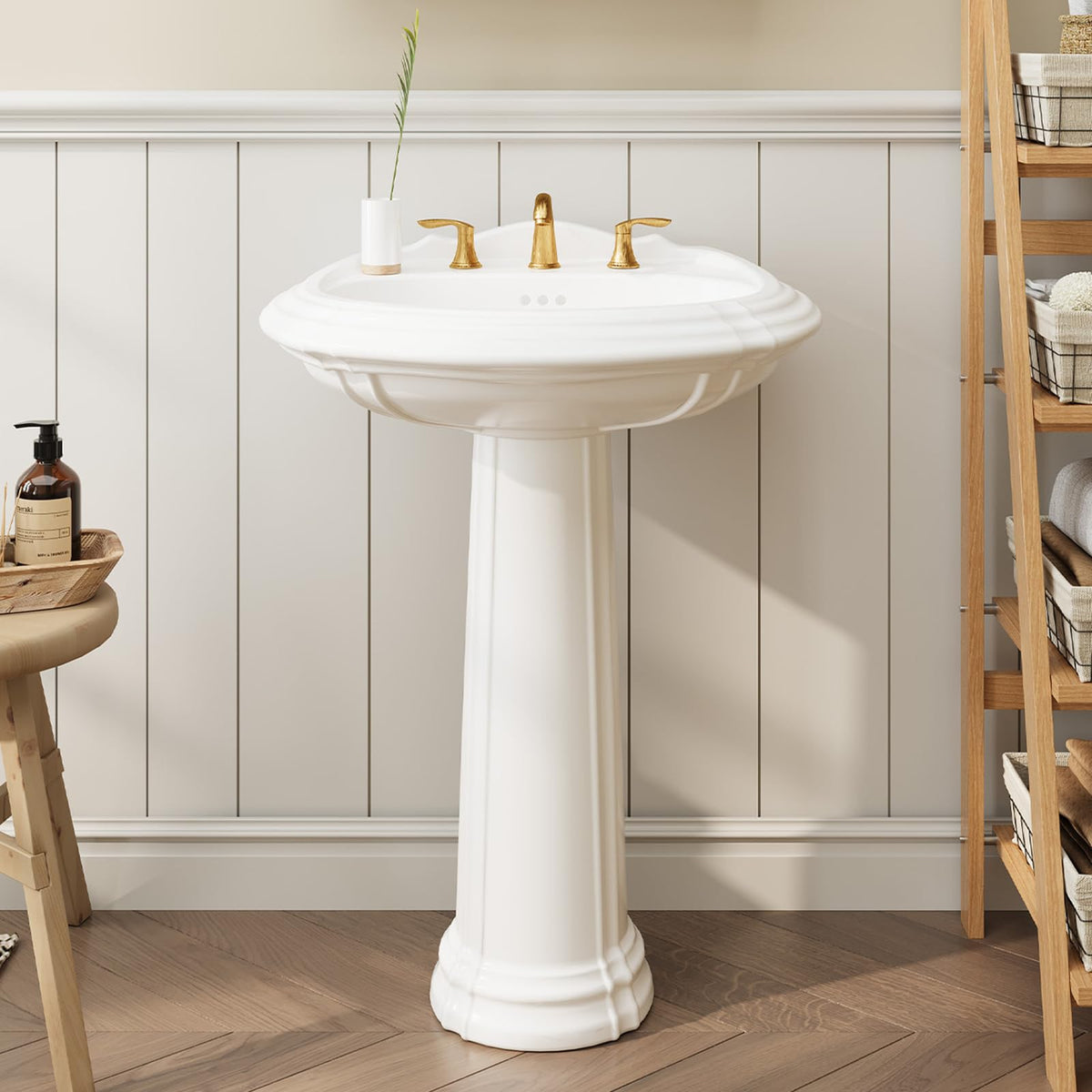 Garvee 20" W X 17" D W Bathroom Pedestal Sink, Pedestal Sink Combo