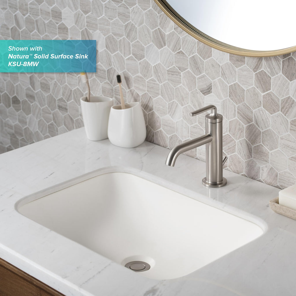 KRAUS Ramus Single Handle Vessel Sink Bathroom Faucet with Pop-Up Drain in Brushed Gold, KVF-1220BG