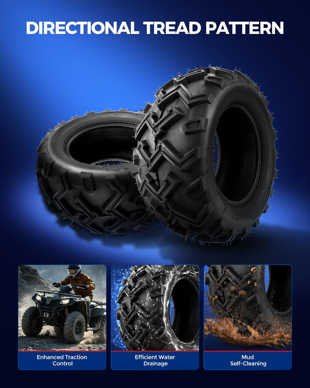 KAX Lawn Mower Golf Cart Turf Tires 23x10.5-12, ATV UTV Tire, 6PR, Set 1