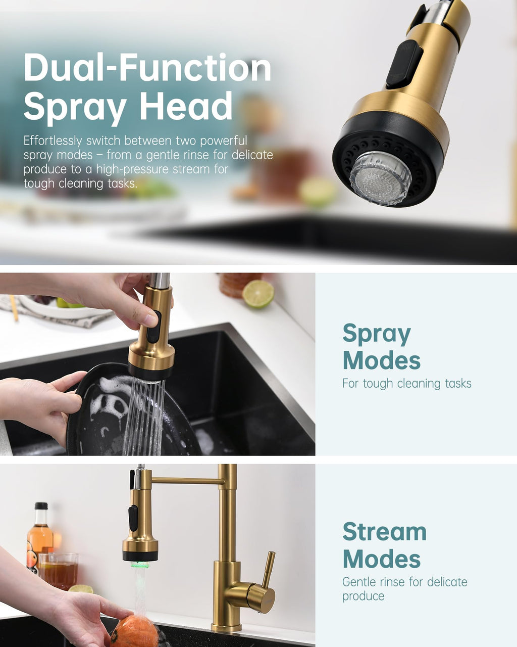 GIMILI Filter Kitchen Faucet Drinking Water Faucet 3 in 1 Brushed Nickel