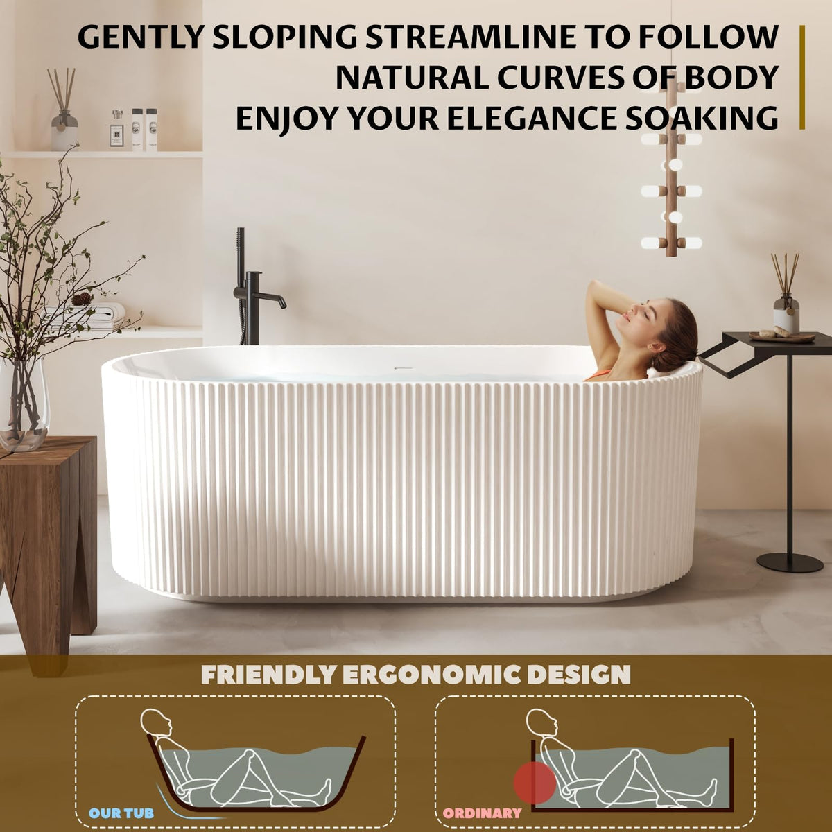 49" Acrylic Freestanding Bathtub - Japanese Square Soaking Tub with Built-in Seat & Toe-Tap Drain, Glossy White Finish, CUPC Certified