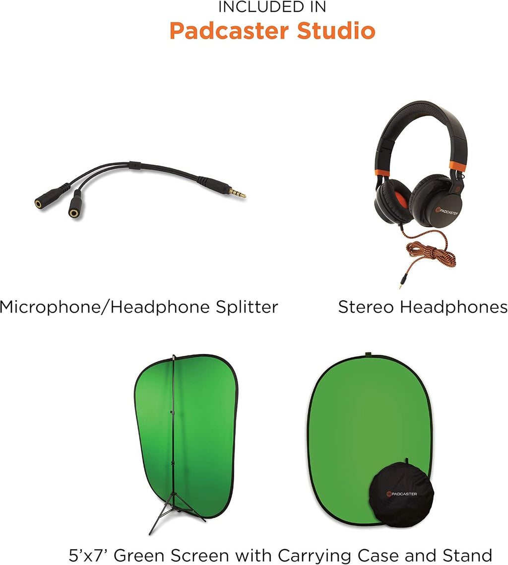 PADCASTER Studio, Portable Filmmaking Full Video Production Studio for iPads with Case, Microphones, Headphones, Tripod, Teleprompter and More, Compatible with iPad Pro 10.5