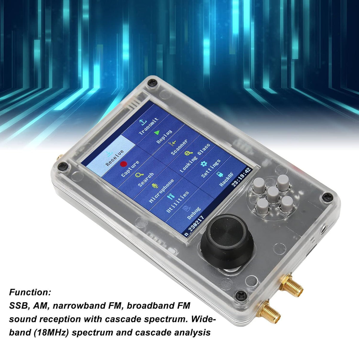 Diyeeni Portapack H2, 3.2in TFT Screen Radios Transceiver, Capture Replay for Communication SDR Radio, Software Defined Radio Kit with Antennas, Rechargeable Battery (Host, USB, Antenna)