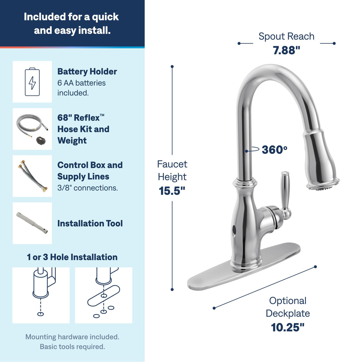Moen Brantford Oil Rubbed Bronze Traditional One-Handle Kitchen Faucet with Pulldown Sprayer Featuring Power Boost and Reflex Docking System, 7185ORB
