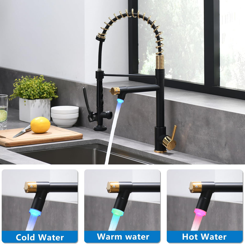 Fapully Black Kitchen Faucet,Commercial Pull Down Kitchen Sink Faucet