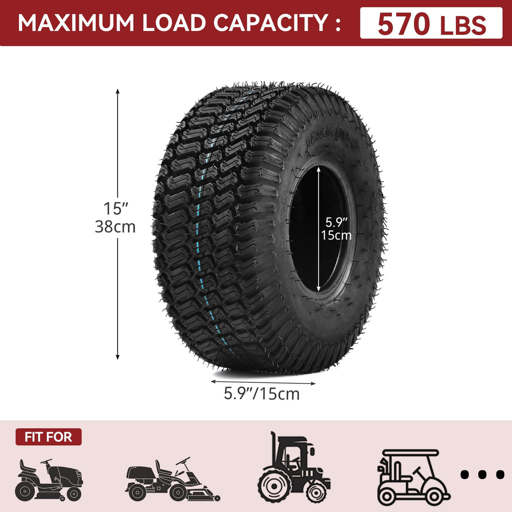 YITAMOTOR 20x10.00-8 Lawn Mower Tires, 4 Ply Tubeless Tractor Turf Tire