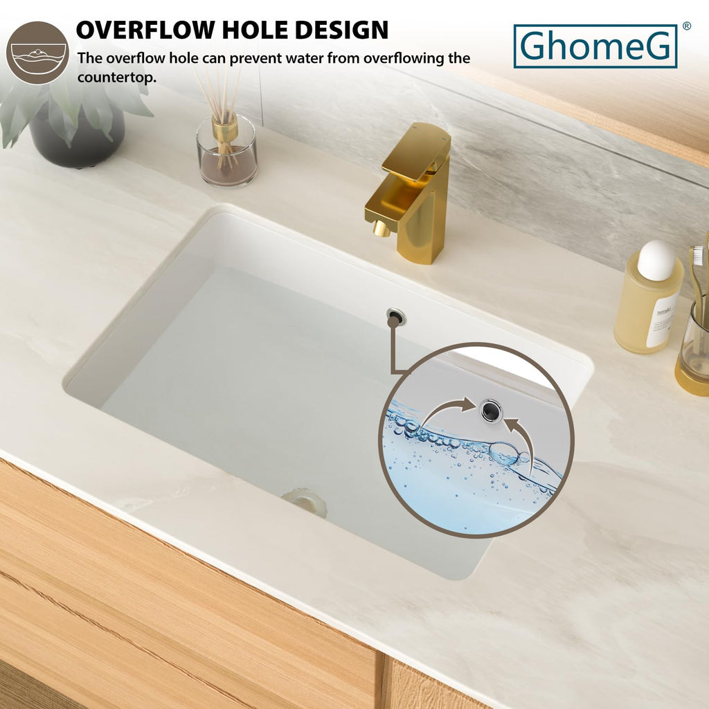 17 Inch Undermount Bathroom Sink Rectangle White