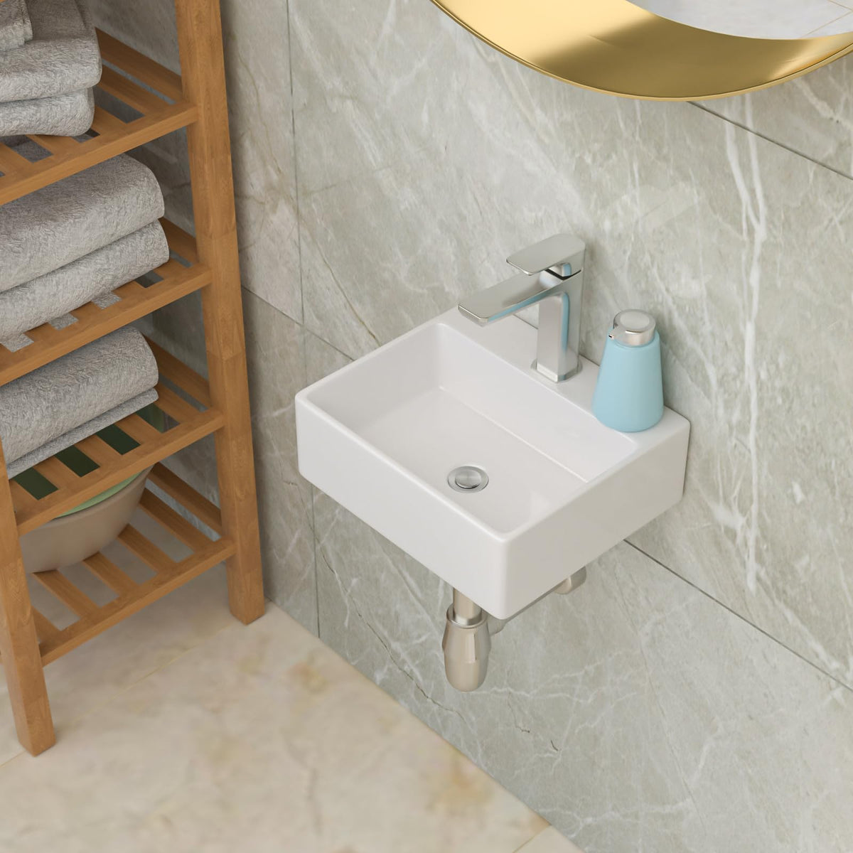 Lordear Wall Mount Bathroom Sink 21x12 Inch White Rectangle Sink with Overflow Porcelain Ceramic Floating Bathroom Vessel Sinks, Wall Hung Wash Hand Basin