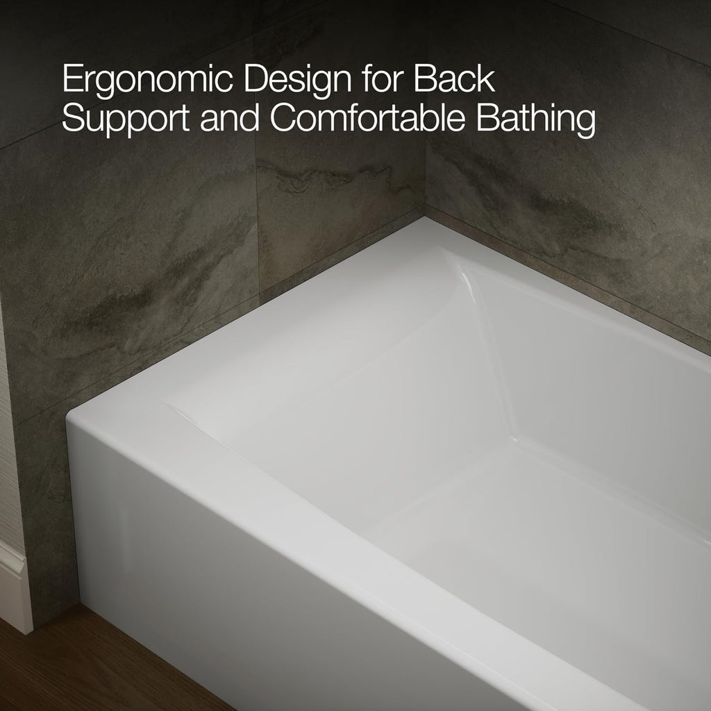 Kohler 26108-RA-0 K-26108-RA-0 Entity 60" x 32" Alcove Bath, Right Drain, White