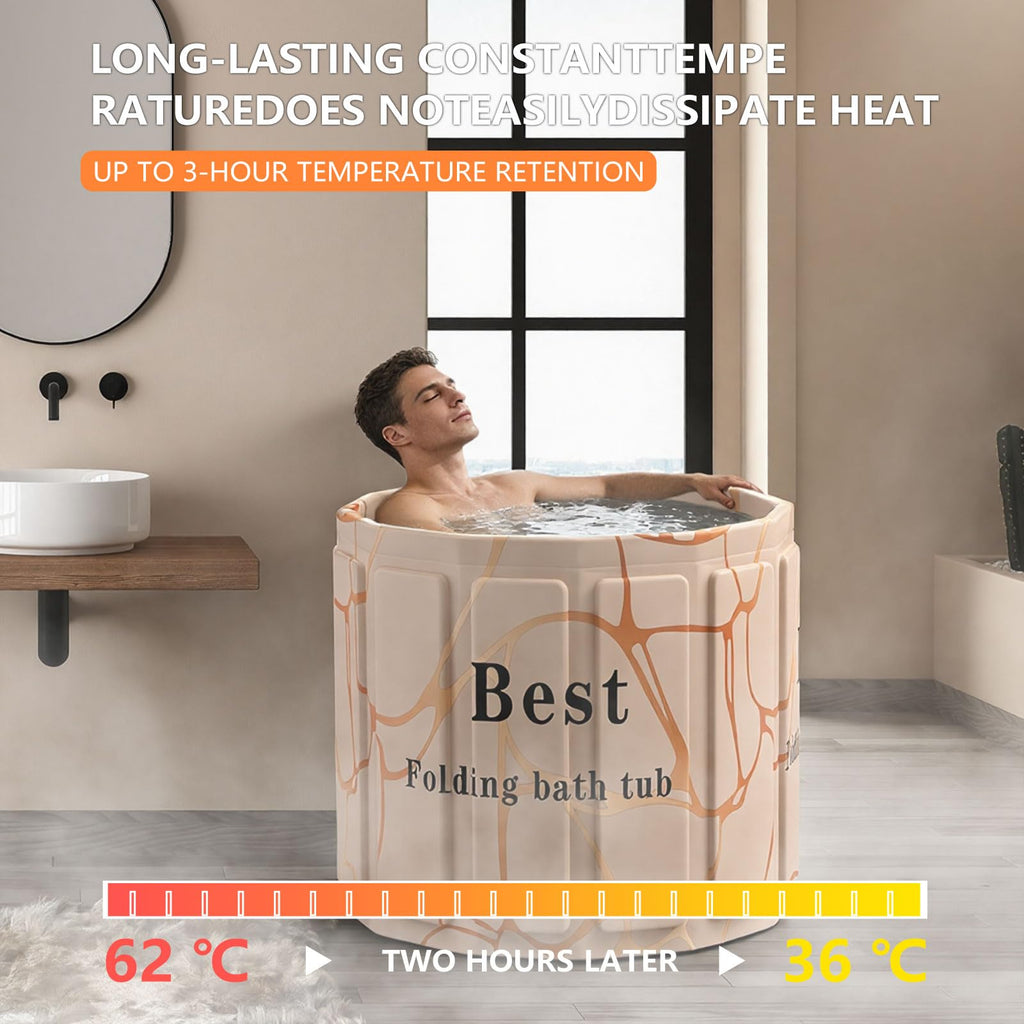 Portable Bathtub for Adult, Foldable Soaking Bathtub for Hot SPA&Ice Bath, Foldable Small Bathtub collapsible bathtub for Bathing, 6-layer Insulated portable tub,Space-Saving (black 41.3X26.6 IN)