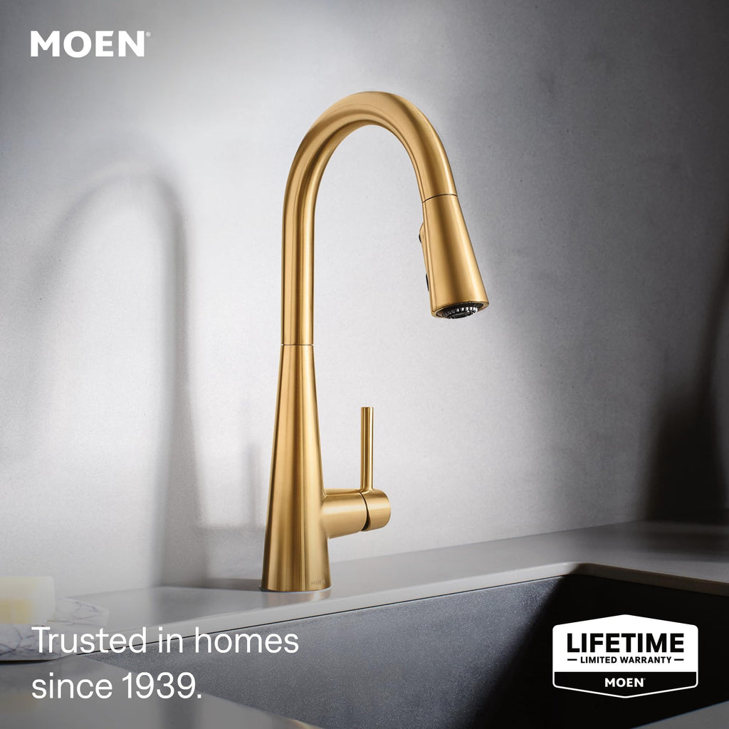 Moen Sleek Oil Rubbed Bronze One-Handle High Arc Kitchen Faucet with Pulldown Sprayer Featuring Power Boost for a Faster Clean, 7864ORB