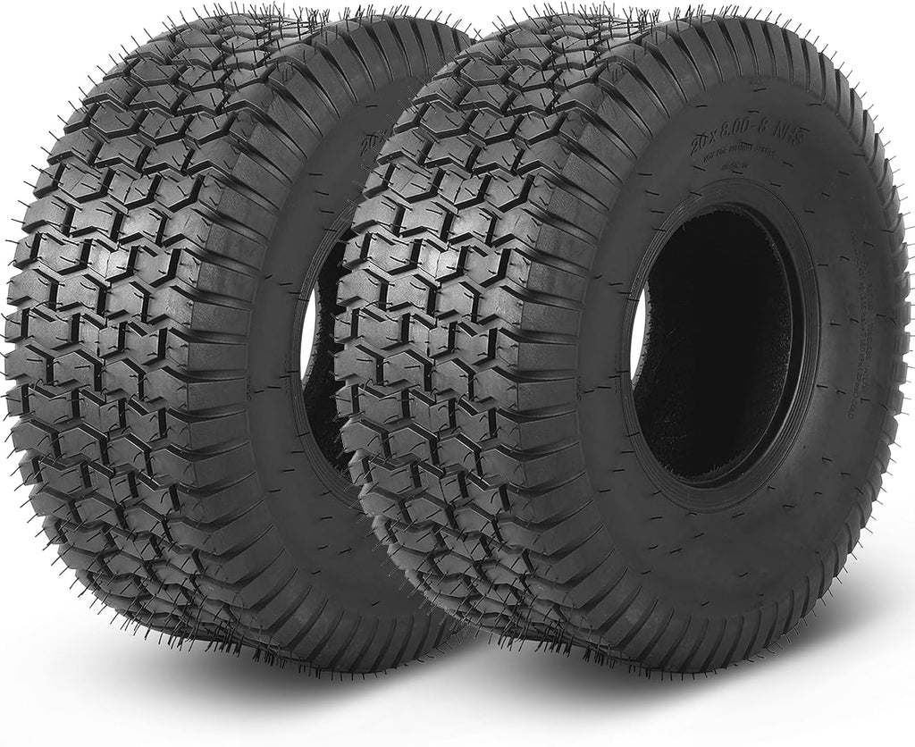 AR-PRO (2 Pack) 20x8.00-8 Lawn Mower Turf Tires, Tubeless, No Rims