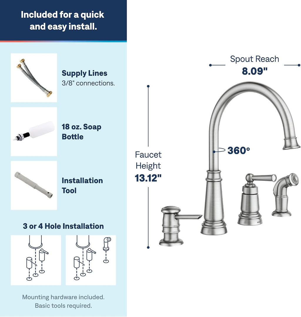 Moen 87042SRS Edison One-Handle High Arc Kitchen Faucet