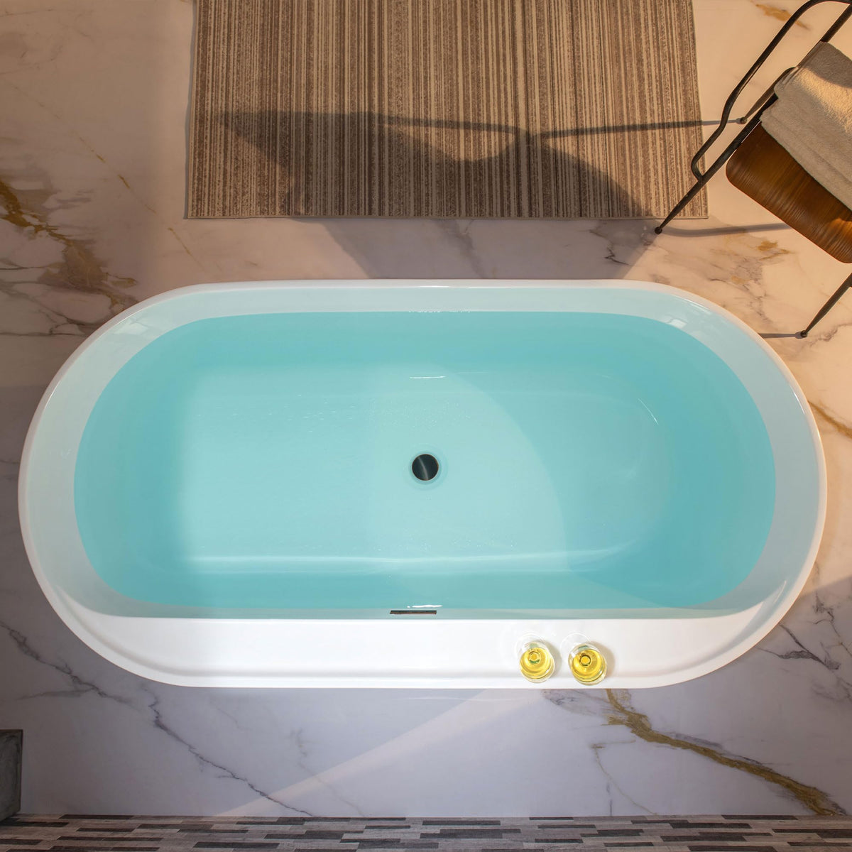 WOODBRIDGE 72" Acrylic Freestanding Bathtub Contemporary Soaking White Tub with Brushed Nickel Overflow and Drain,B0059BN