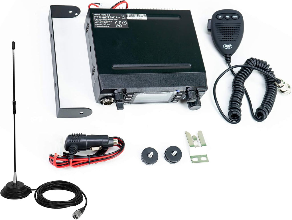 CB Radios Complete Pack PNI Escort HP 9001 PRO, ASQ + RX-TX KL203P Amplifier, AM/FM/SSB, 100W, 12V and PNI R50 Cable