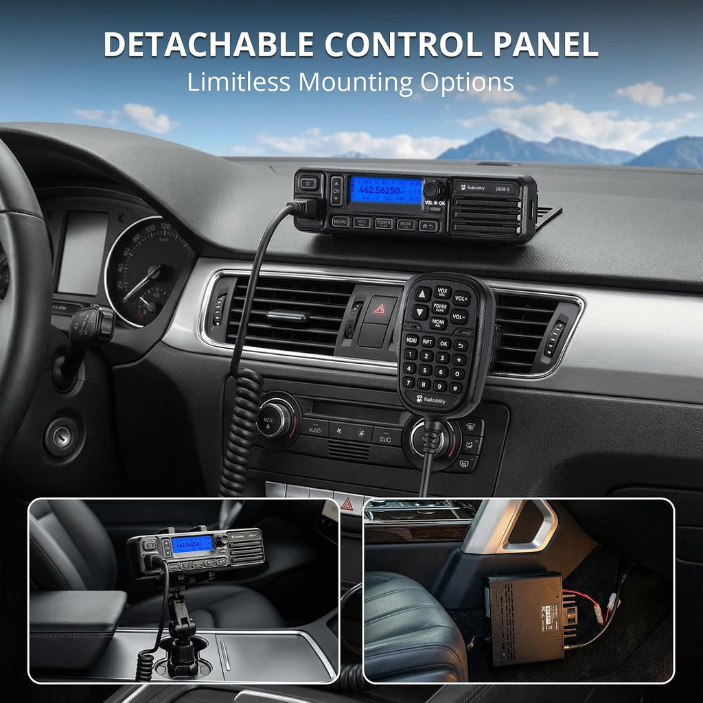 Radioddity DB35-G GMRS Mobile Radio 35W with Detachable Faceplate, NRC