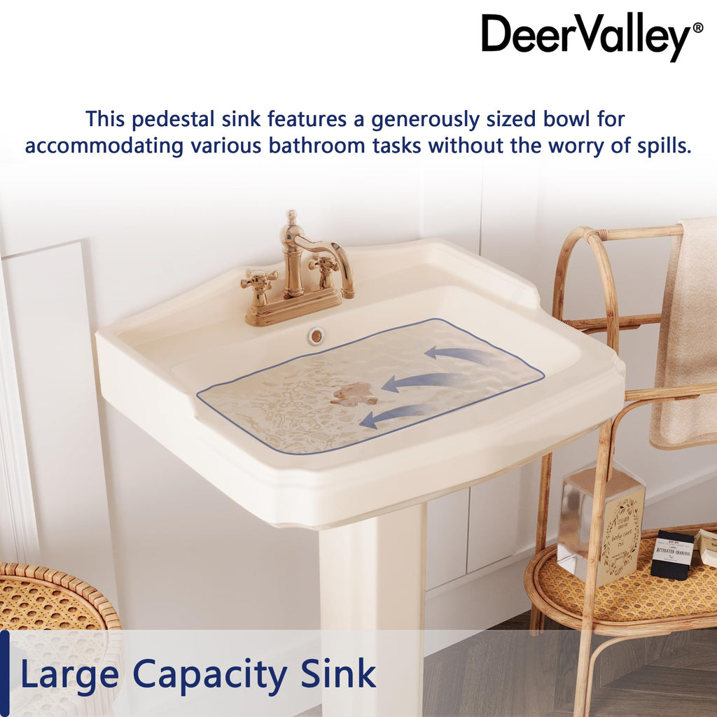 DeerValley Compact Bathroom Sink White 20"x17" Ceramic Sleek Basin DV-1P523