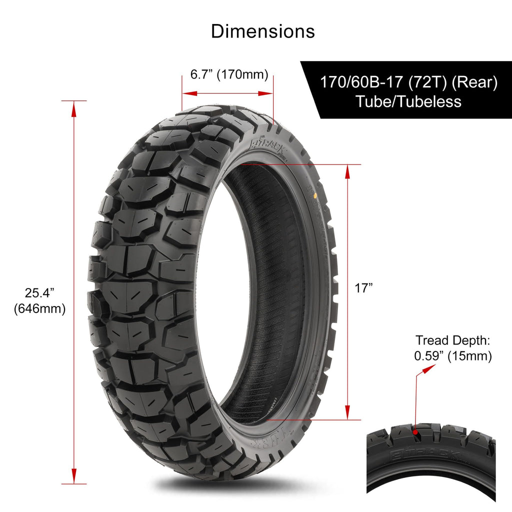 Tusk 2Track Adventure Motorcycle Tire Set ¨C 90/90-21 Front & 130/80-17 Rear ¨C Dual-Sport Off-Road Tires