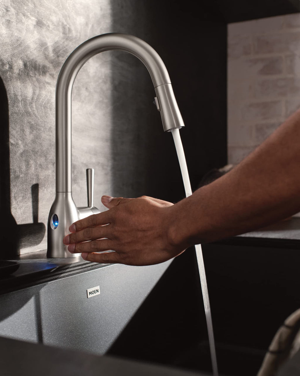 Moen Adler Spot Resist Stainless One-Handle High Arc Pulldown Kitchen Faucet with Power Clean, 87233SRS