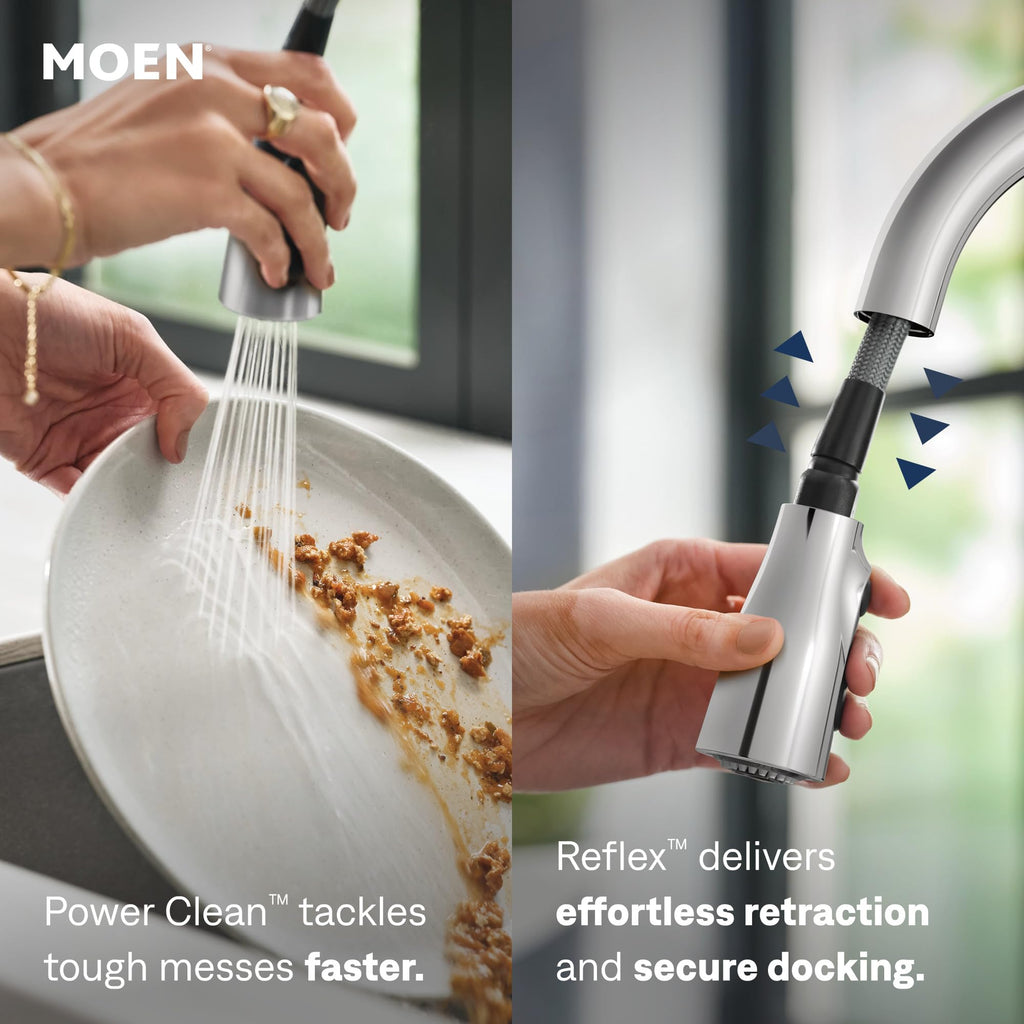 Moen Brantford Oil Rubbed Bronze Traditional One-Handle Kitchen Faucet with Pulldown Sprayer Featuring Power Boost and Reflex Docking System, 7185ORB