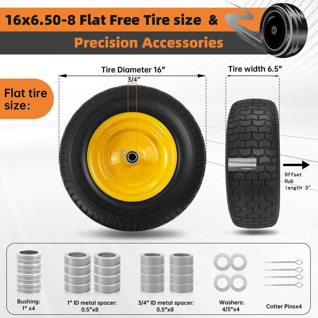 2-Pack 20x10.00-8 Tubeless Lawn Mower Rear Tire and Wheel Assembly, 4-Ply.