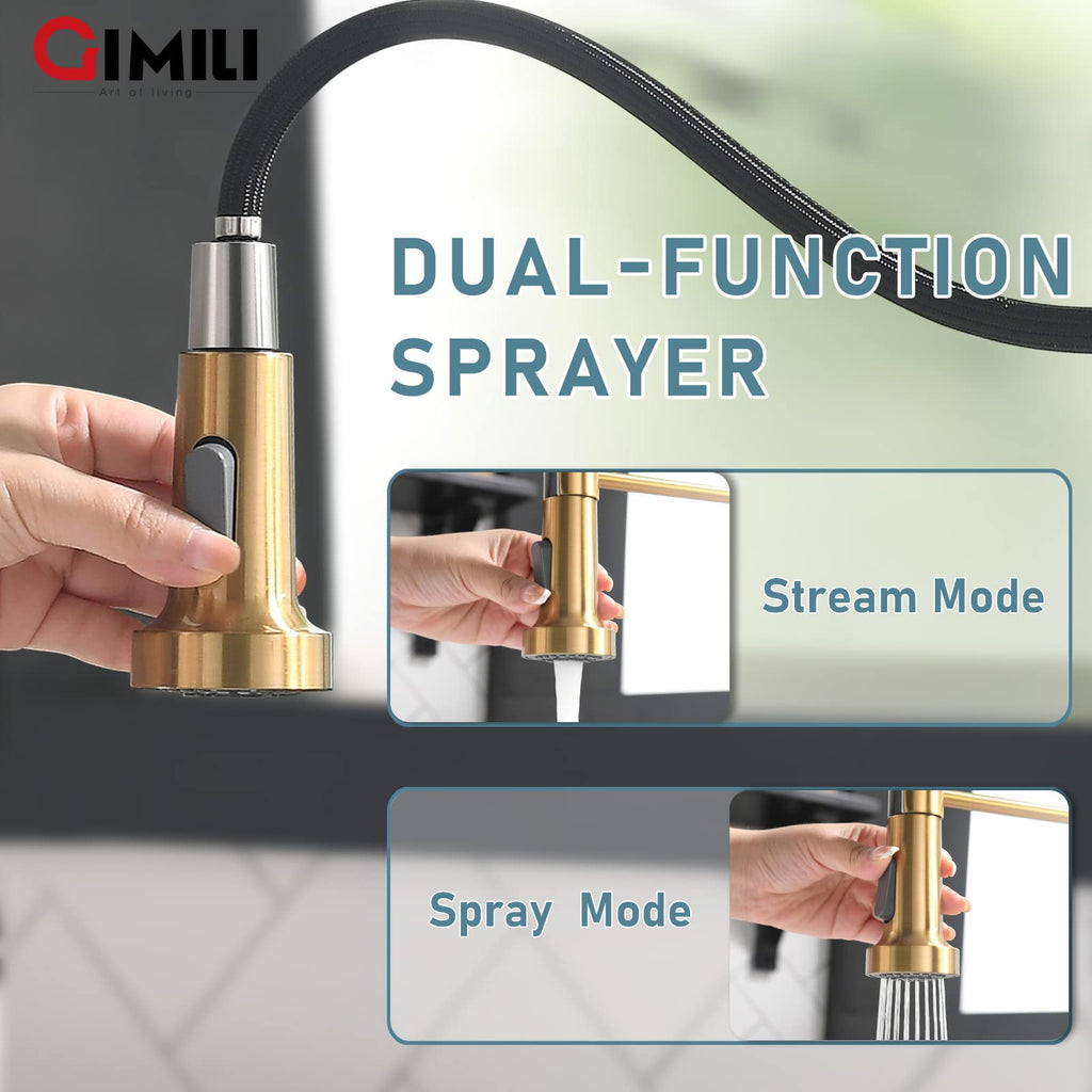GIMILI Matte Black Touchless Kitchen Faucet with Spring Pull Down Sprayer
