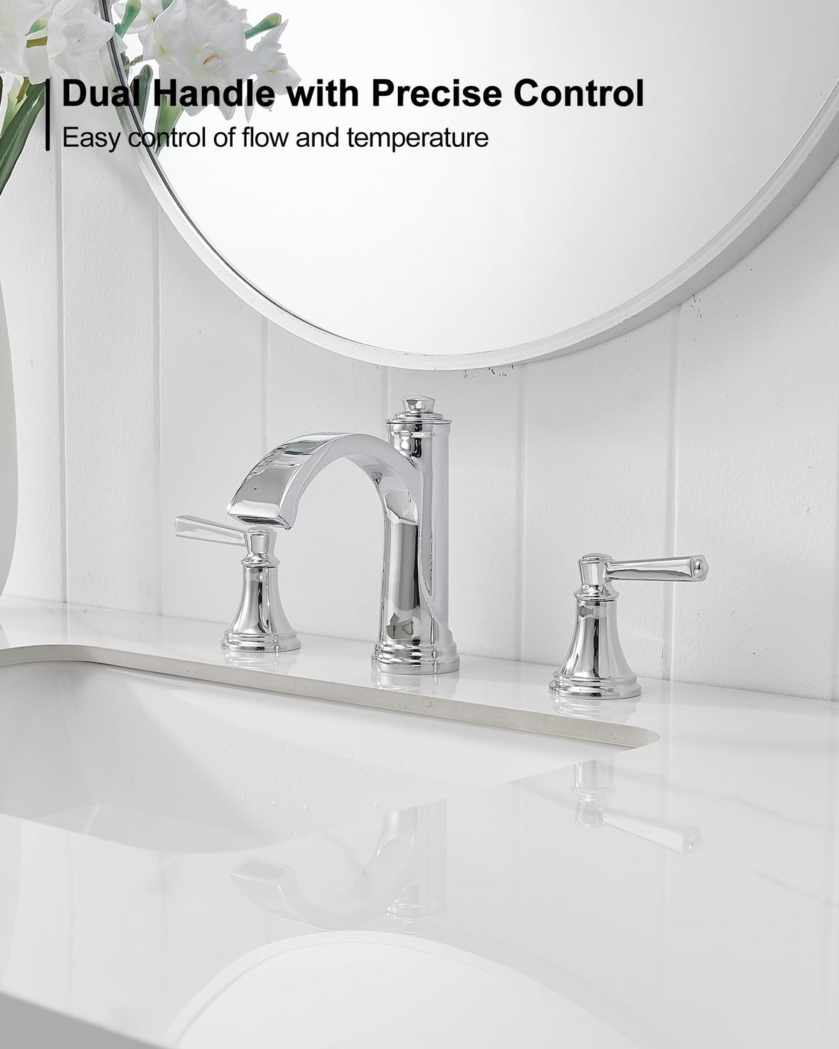 Waterfall Bathroom Faucet 3 Hole, 4-16 Inch Oil Rubbed Bronze Bathroom Faucet, Brass Bathroom Sink Faucet, 2 Handle Bathroom Faucets, Bathroom Vanity Faucet with Pop-Up Drain, Water Hoses