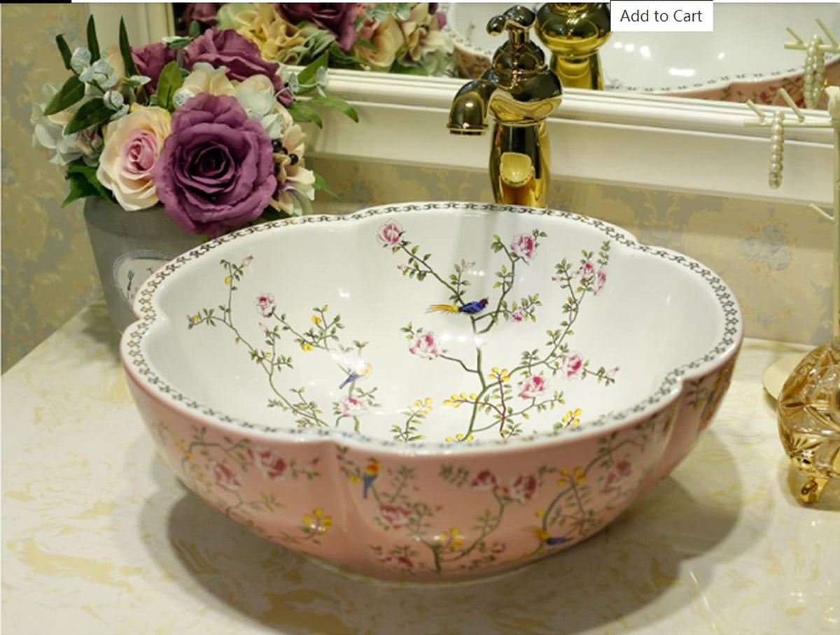 White Ceramic Bathroom Vessel Sink Artistic 1 Sink Only
