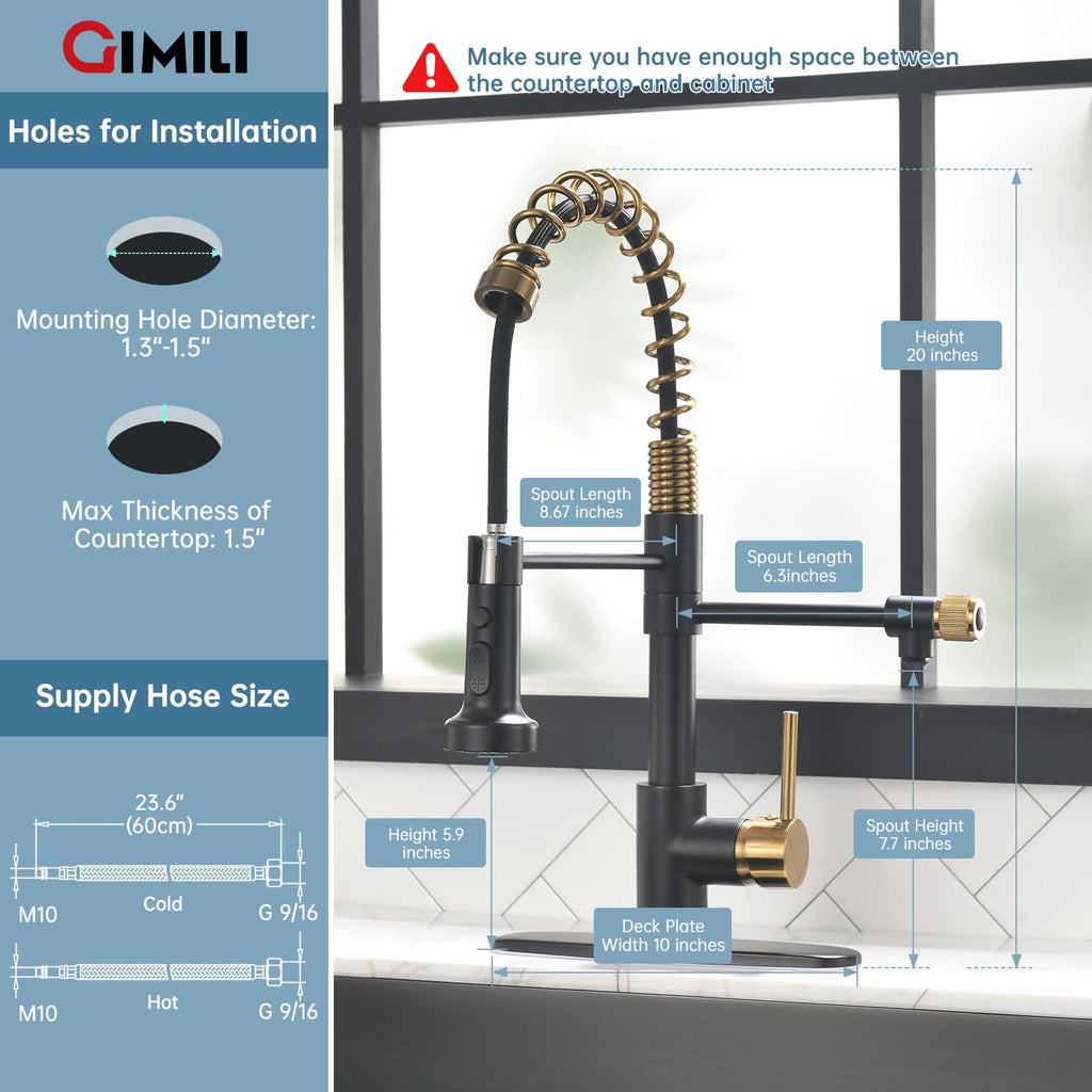 GIMILI Filter Kitchen Faucet Drinking Water Faucet 3 in 1 Brushed Nickel