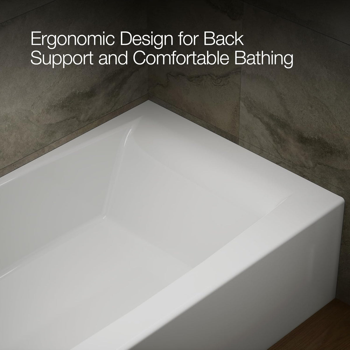 Kohler K-26108-LA-0 Entity 60" x 32" Alcove Bath, Left Drain Location, White (Drain Not Included)
