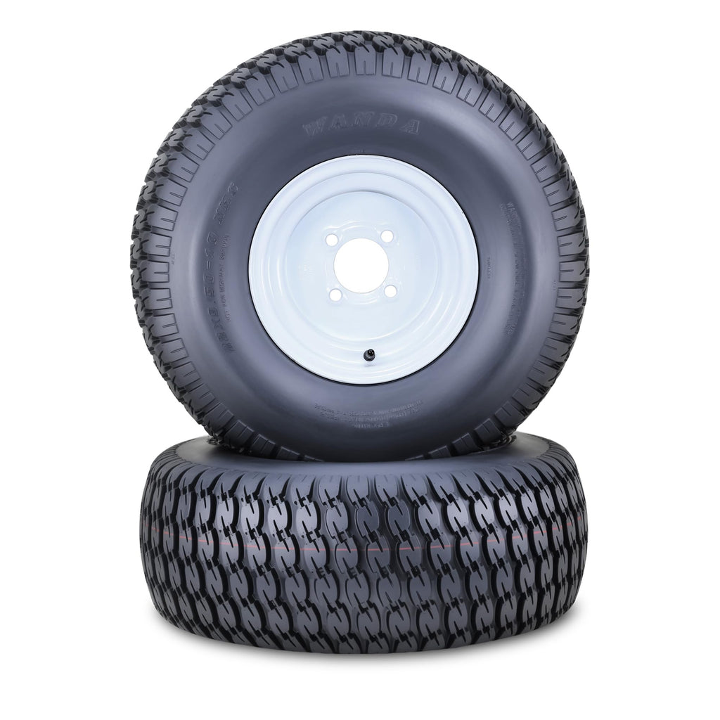 WANDA Lawn Mower Tire Wheel 18X8.5-8 4PR w/4X4" PCD Silver Rim-13028, Set 2