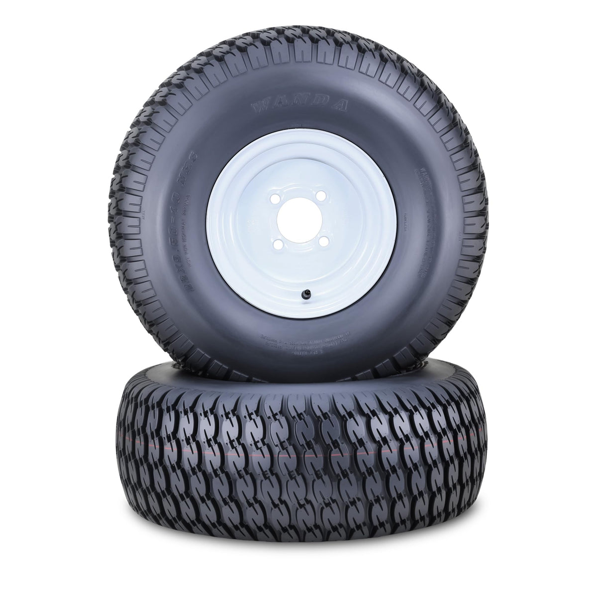 WANDA Lawn Mower Tire Wheel 18X8.5-8 4PR w/4X4" PCD Silver Rim-13028, Set 2