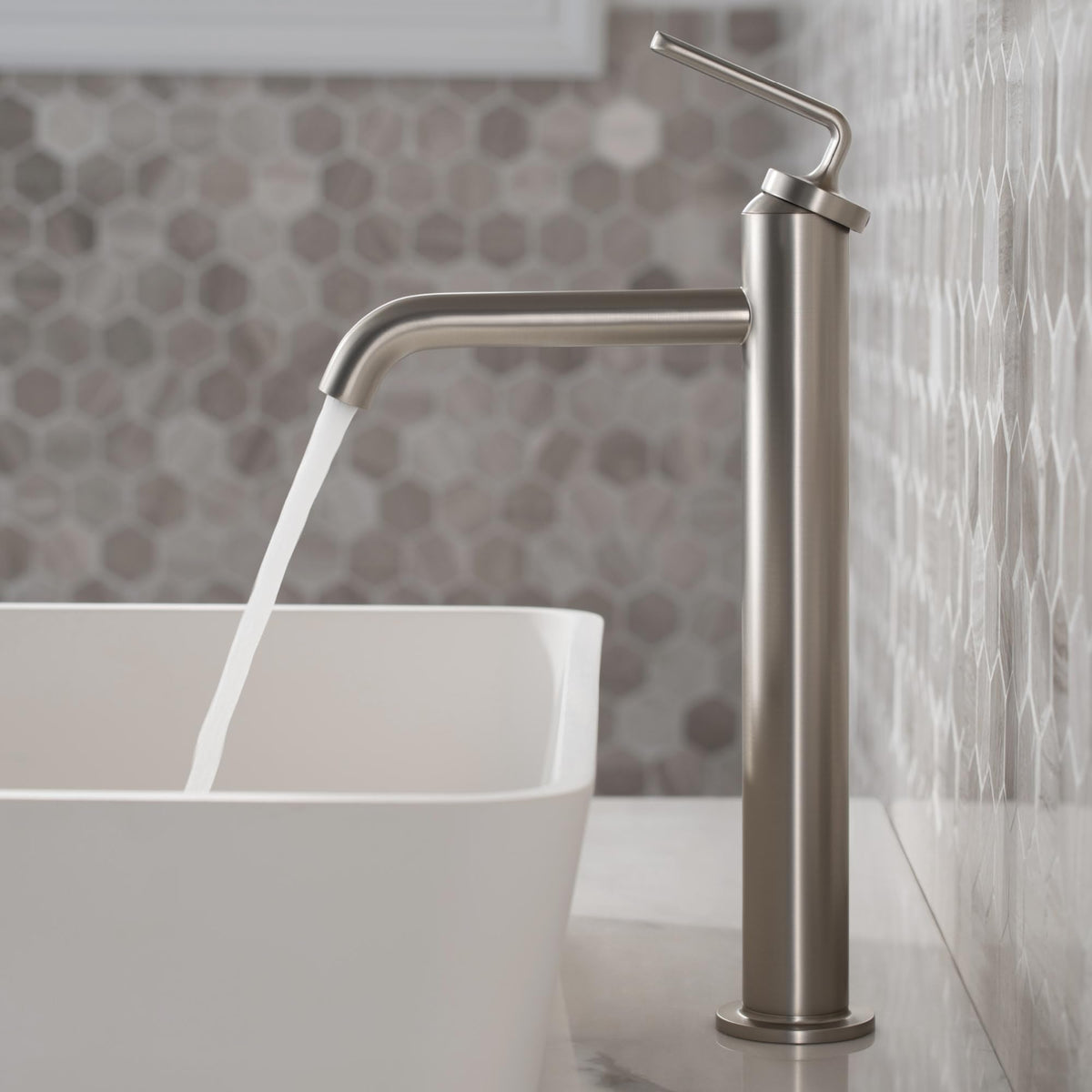 KRAUS Ramus Single Handle Vessel Sink Bathroom Faucet with Pop-Up Drain in Brushed Gold, KVF-1220BG