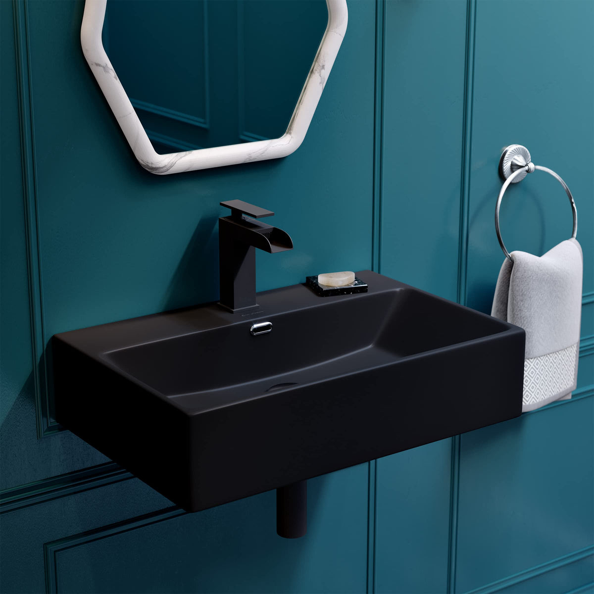 Claire 30" Rectangle Wall Mount Bathroom Sink in Glossy White