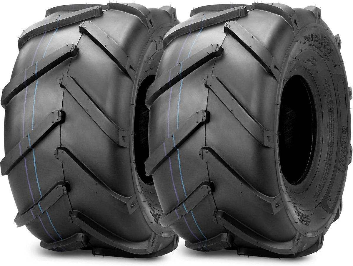 GICOOL 20x10.00-8 Ag Lug High-Traction Lawn Mower Tubeless Tire, 4 Ply