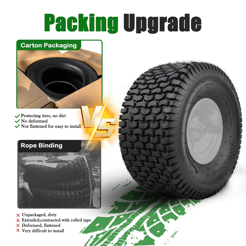TRIPOWER 24x9.50-12 Lawn Mower Tire, 1 Pack Single Replacement Tire, 4PR Tubeless Turf Tire for Riding Mowers and Garden Tractors, Tire Only, Rim Not Included