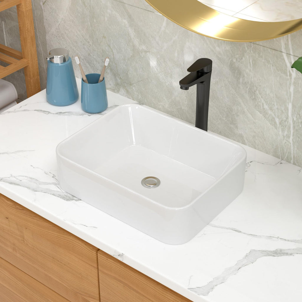 Lordear Wall Mount Bathroom Sink 21x12 Inch White Rectangle Sink with Overflow Porcelain Ceramic Floating Bathroom Vessel Sinks, Wall Hung Wash Hand Basin