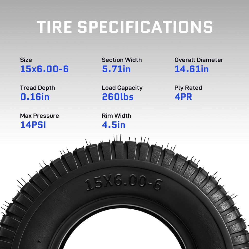 20x8.00-8 Lawn Mower Tire, 4 Ply,Tubeless, 2 Pack