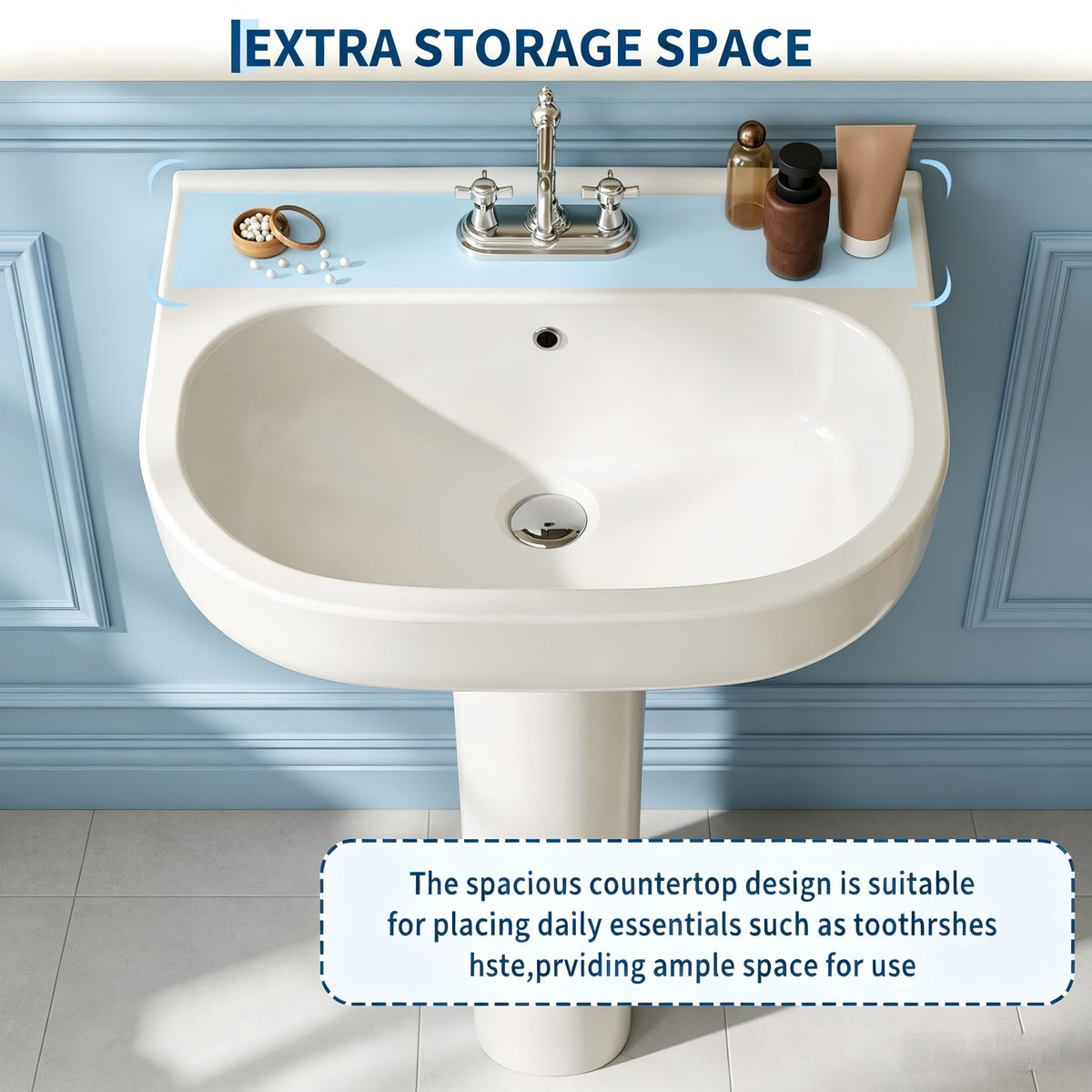 Garvee 20" W X 17" D W Bathroom Pedestal Sink, Pedestal Sink Combo