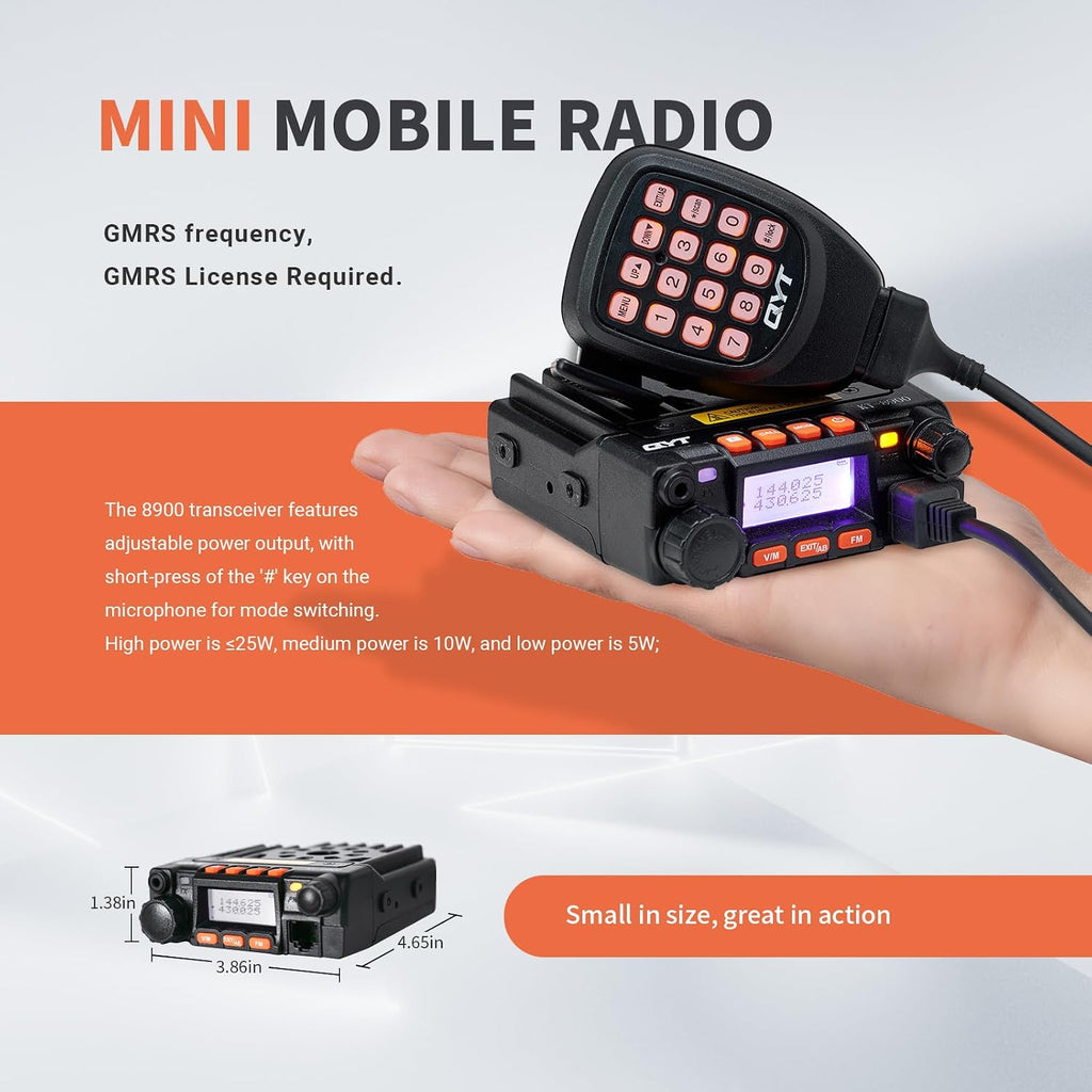 QYT KT-8900 25W GMRS Mobile Radio & Base Station,Long Range Two-Way Radio
