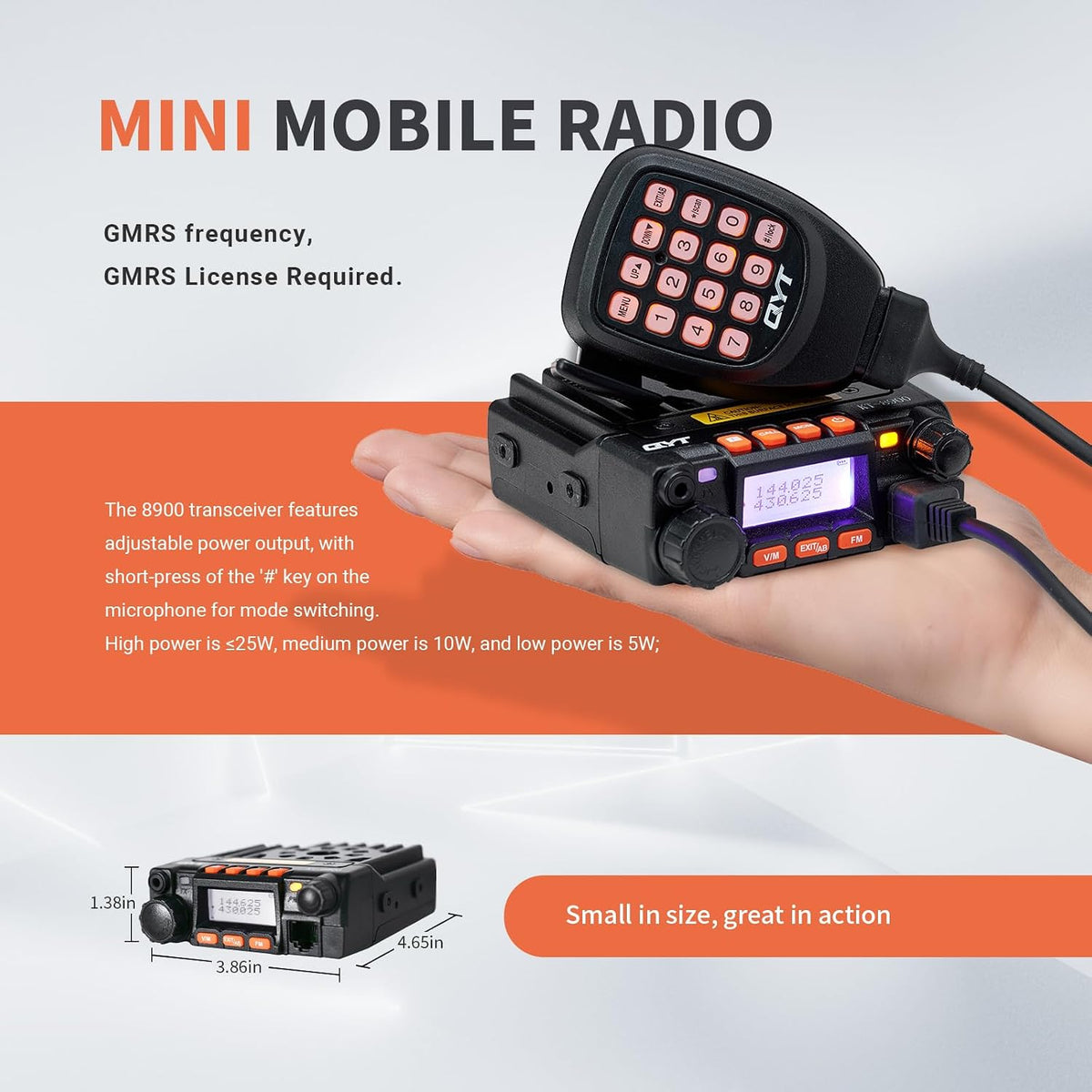QYT KT-8900 25W GMRS Mobile Radio & Base Station,Long Range Two-Way Radio
